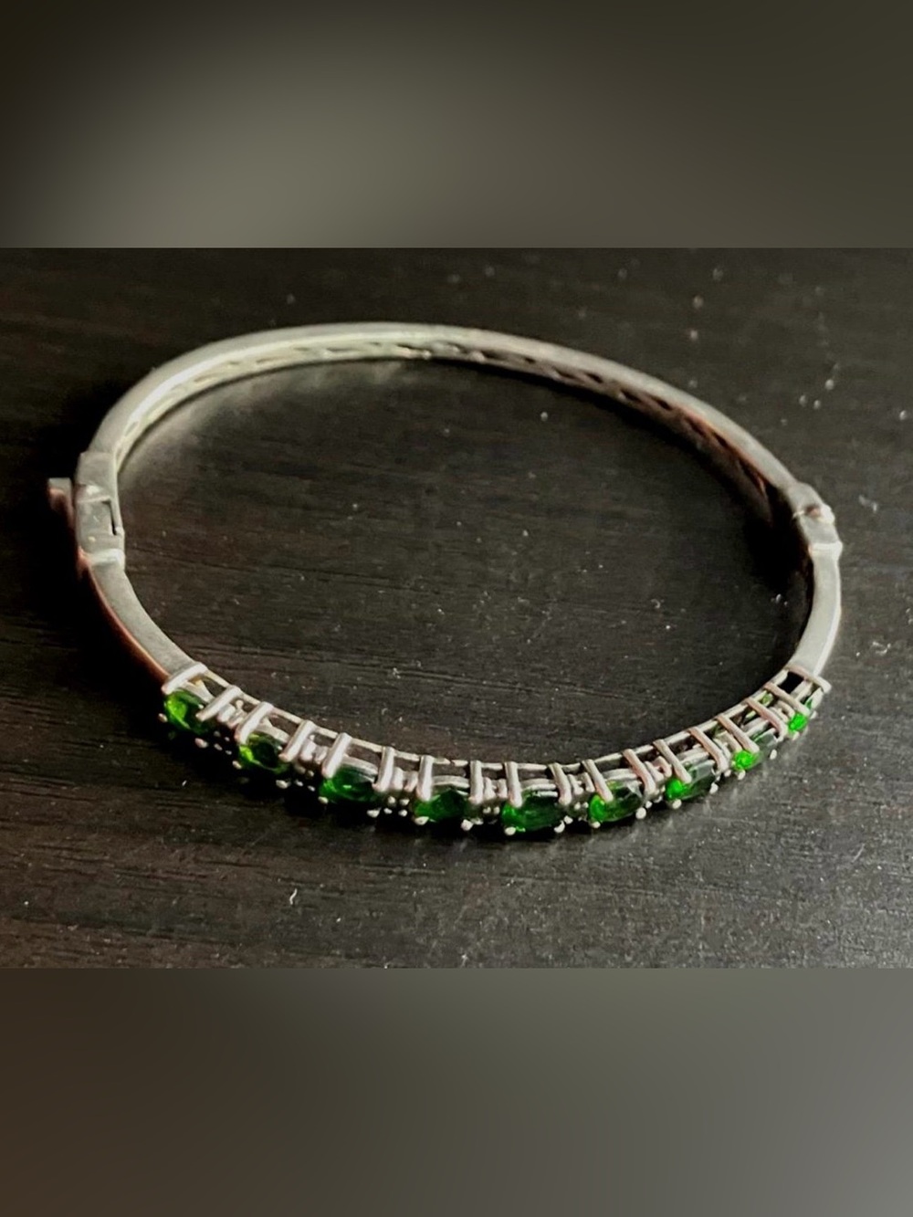 Vintage Sterling Silver Green Emerald Tennis Bracelet - Elegant Women’s Bracelet